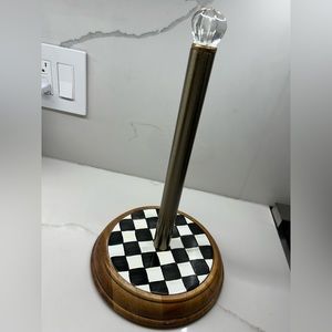 Mackenzie-Childs Courtly Check Wood Paper Towel Holder. Great condition